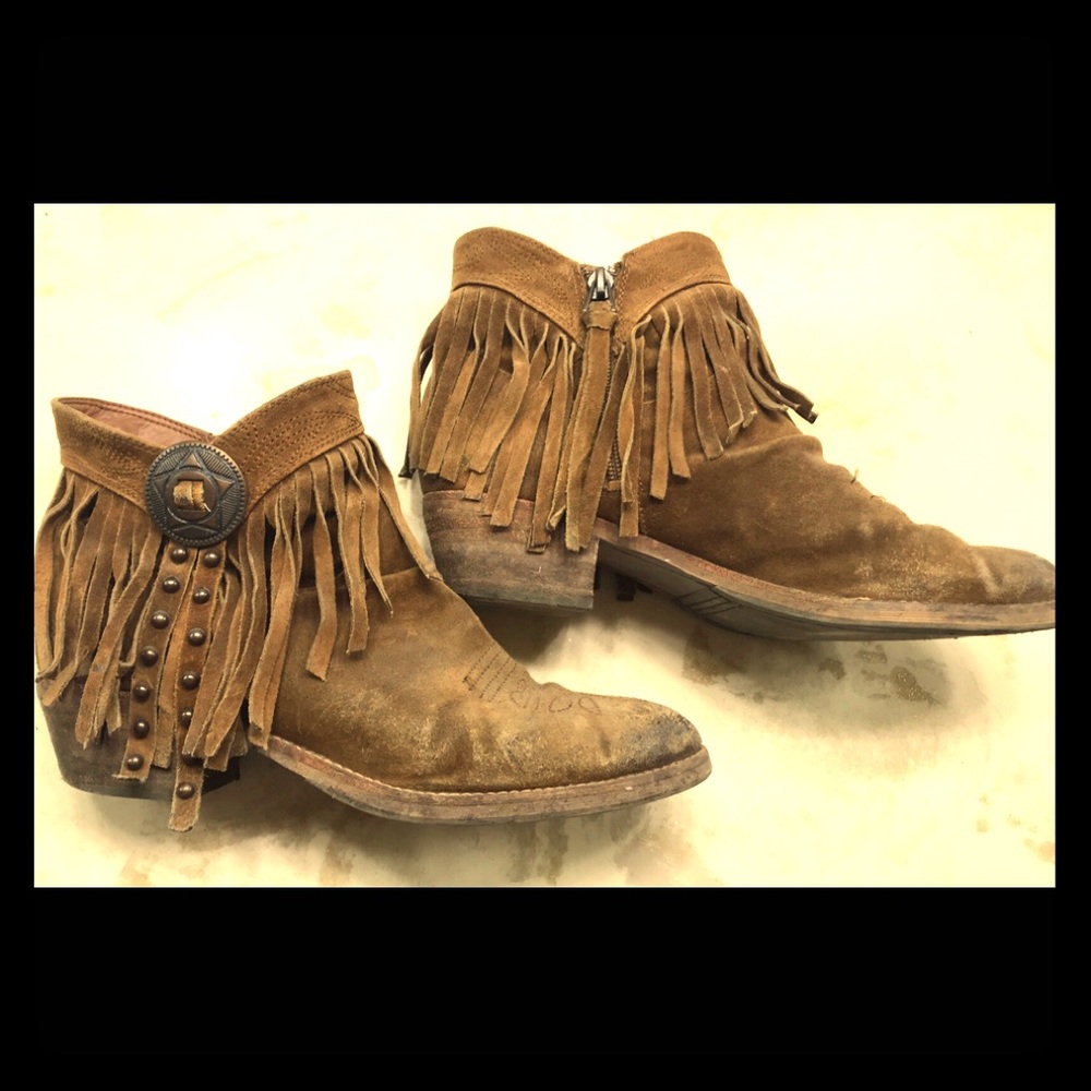 Sam Edelman Fringe Suede Booties Size 8 Women’s